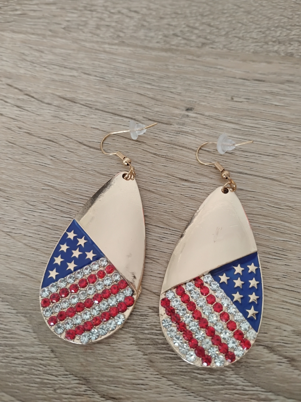 American Flag Crystal Dangle Earrings